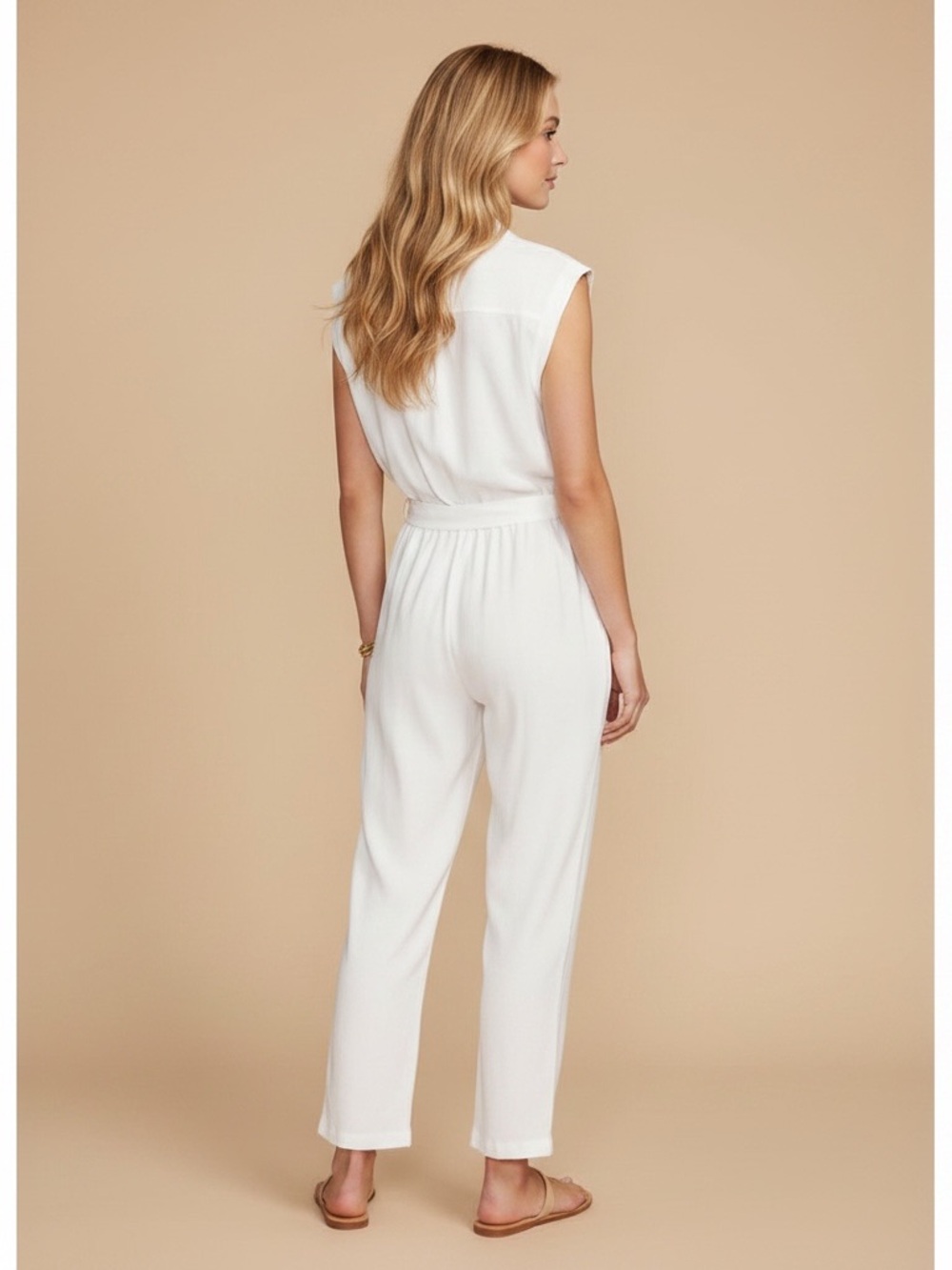 YOUNG FABULOUS & BROKE White Linen Jumpsuit - Picture 2 of 8